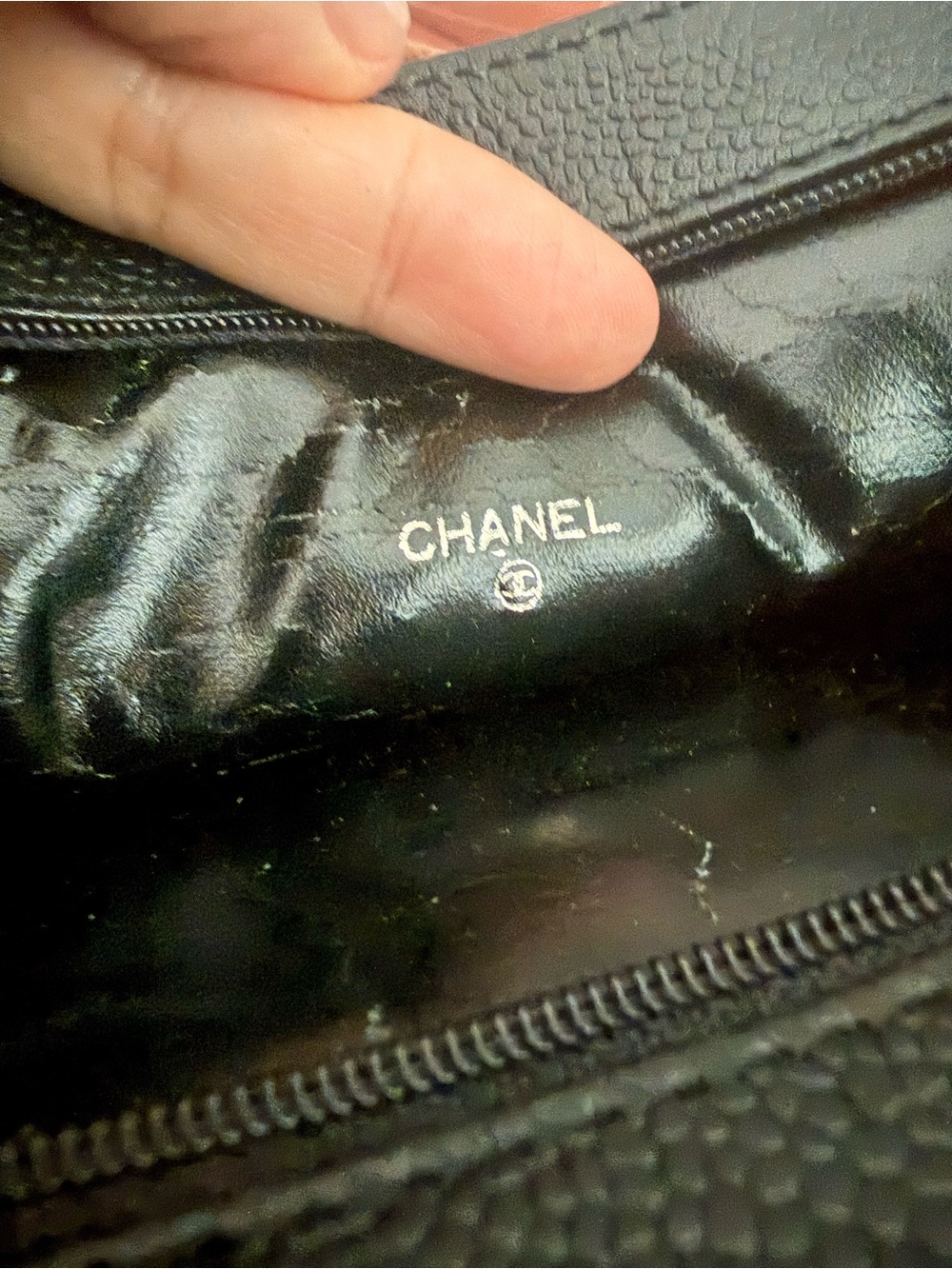 CHANEL Black Caviar Leather Quilted Zip Clutch Pouch 🌟🥰👛 - Picture 7 of 8